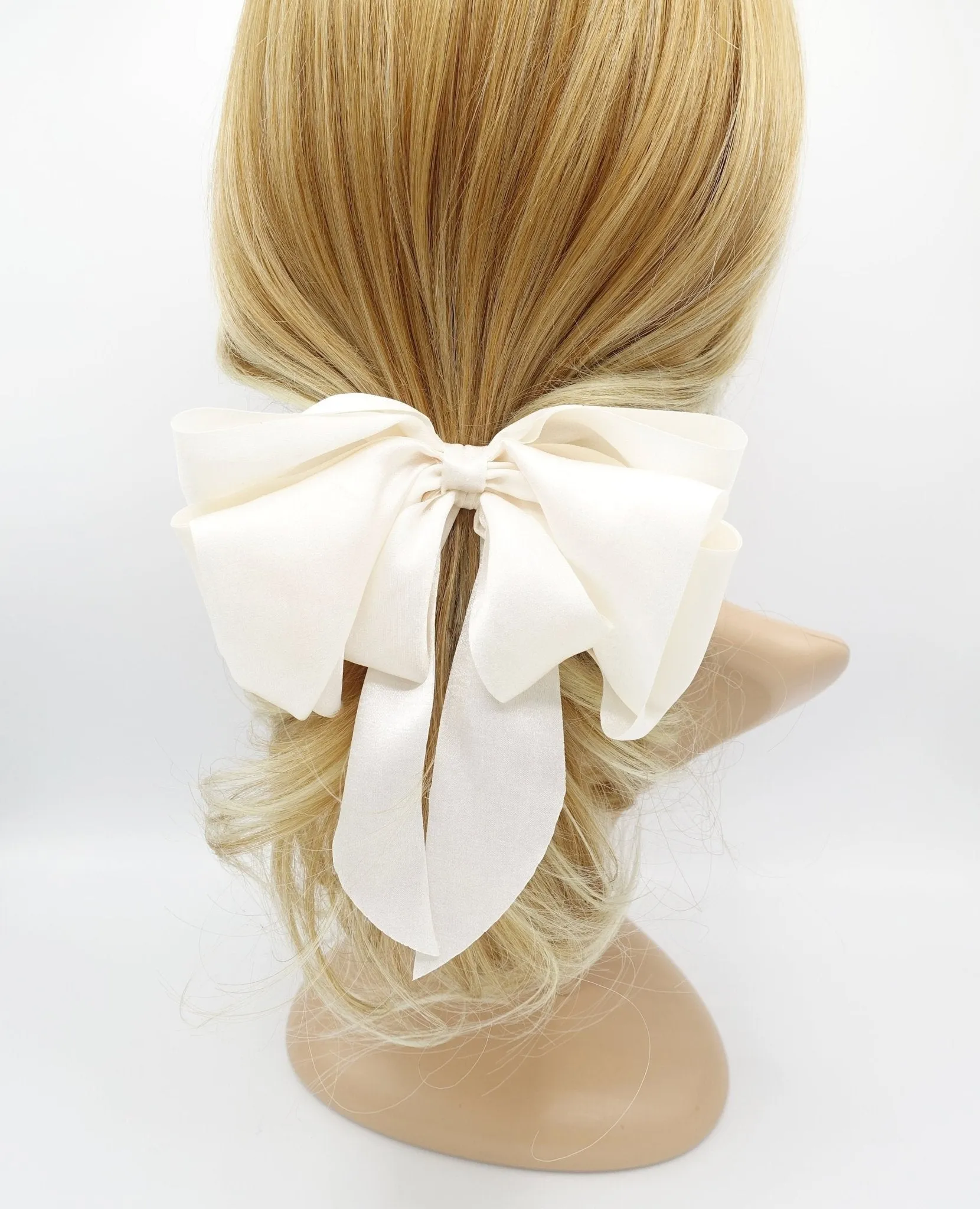 solid layered hair bow tailed stylish french barrette women hair accessory