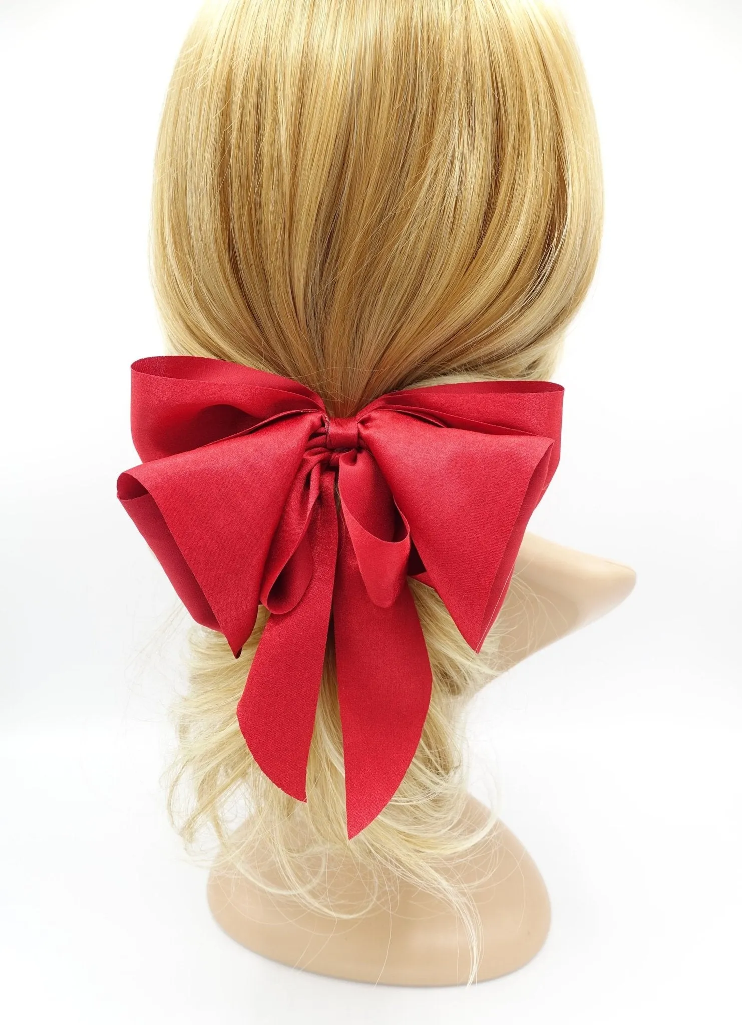 solid layered hair bow tailed stylish french barrette women hair accessory