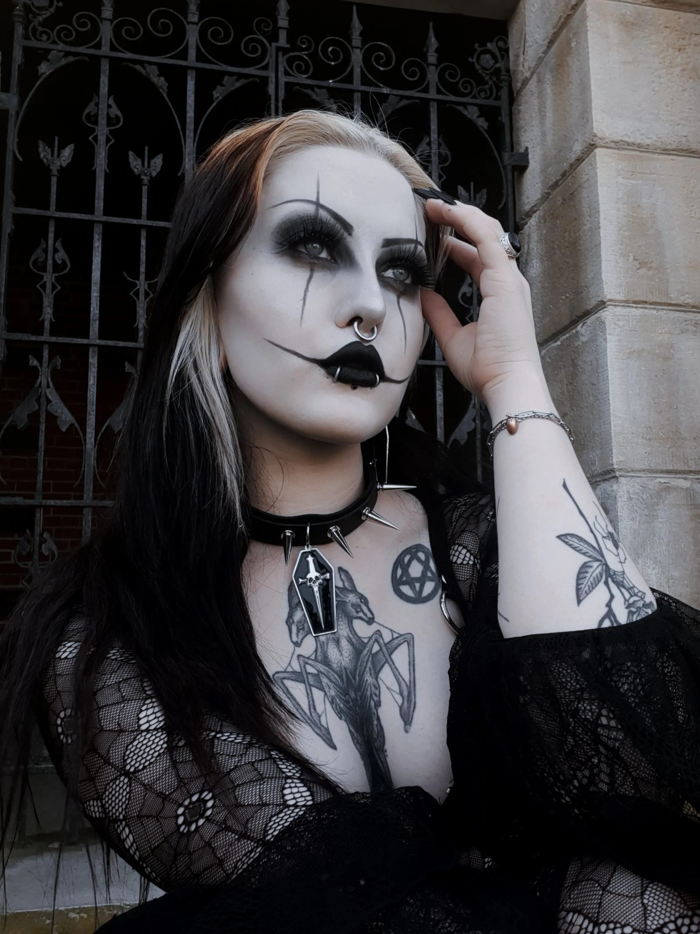 Spiked Choker with Coffin Dagger Pendant