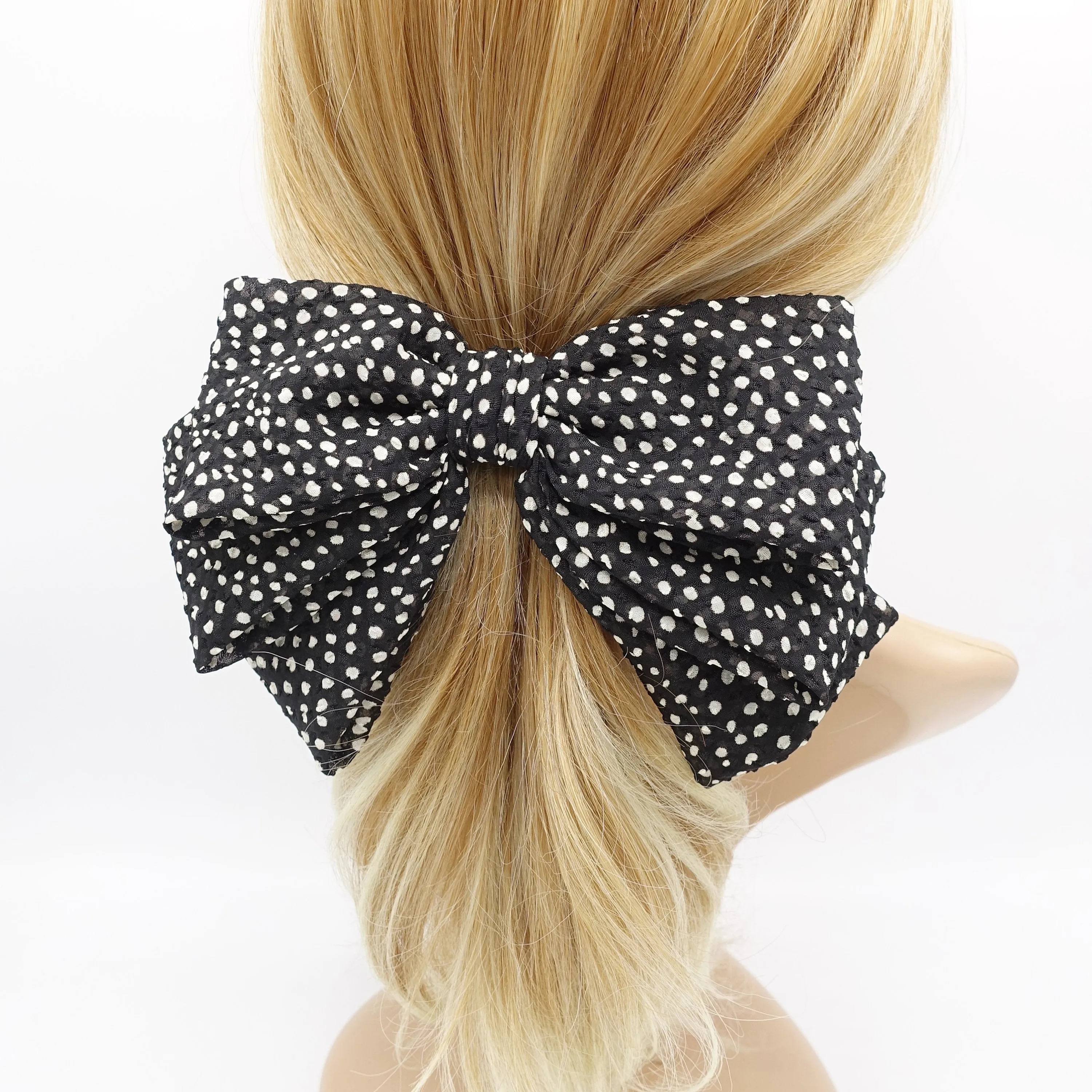 Spring Summer hair bow, dot hair bow, crepe hair bow for women