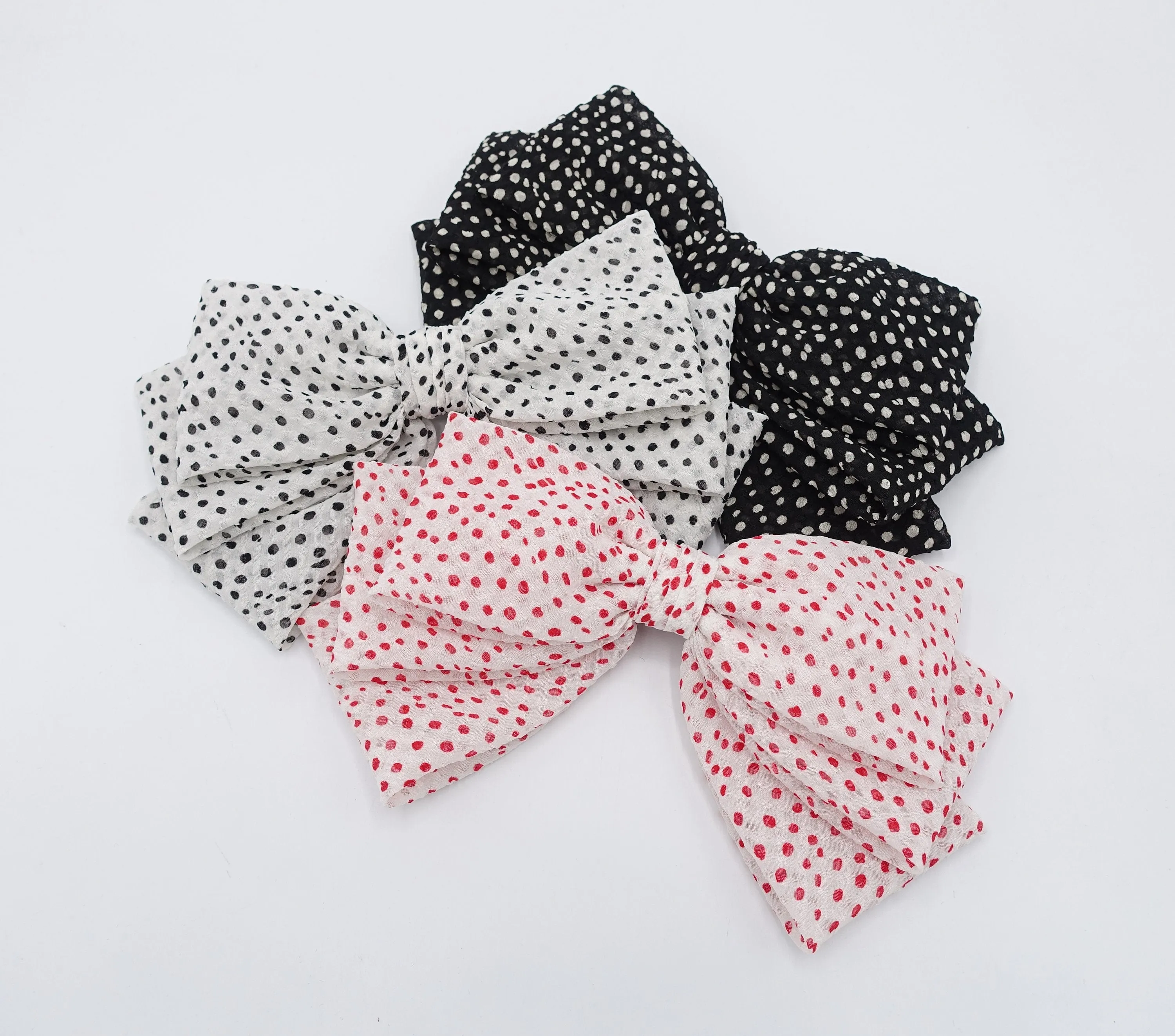 Spring Summer hair bow, dot hair bow, crepe hair bow for women