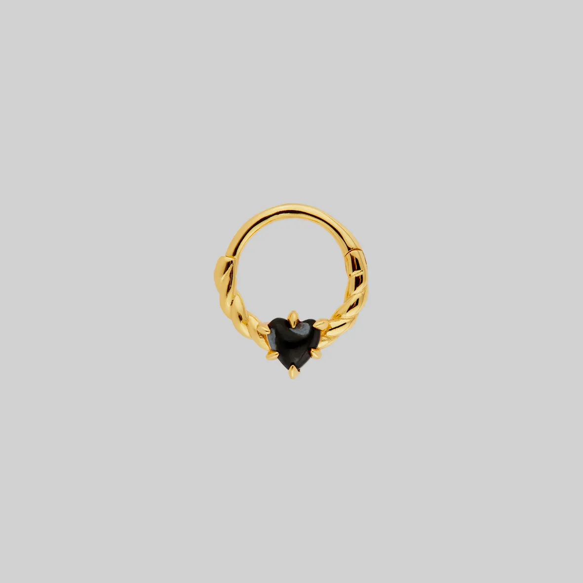 SPRITE. Clawed Heart Gemstone Septum Clicker Ring - Gold