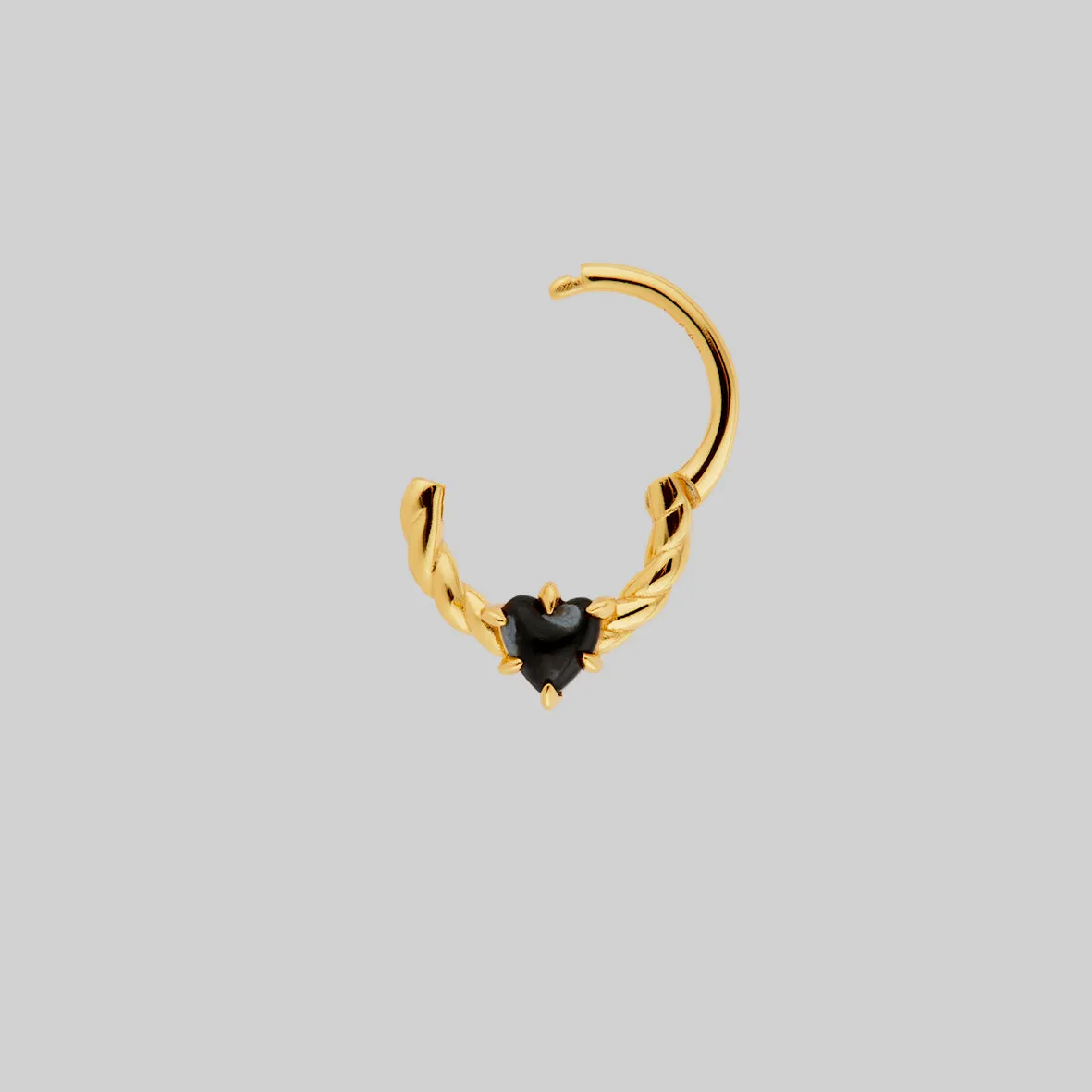 SPRITE. Clawed Heart Gemstone Septum Clicker Ring - Gold