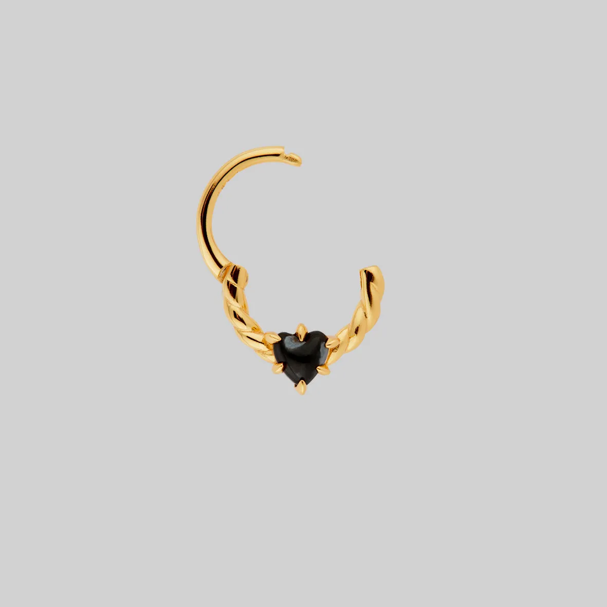 SPRITE. Clawed Heart Gemstone Septum Clicker Ring - Gold