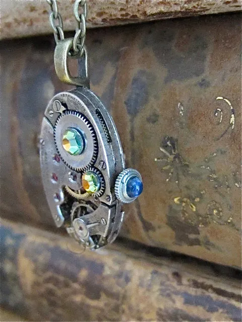 Steampunk Necklace - Time Piece- Steampunk jewelry made with real vintage watch parts