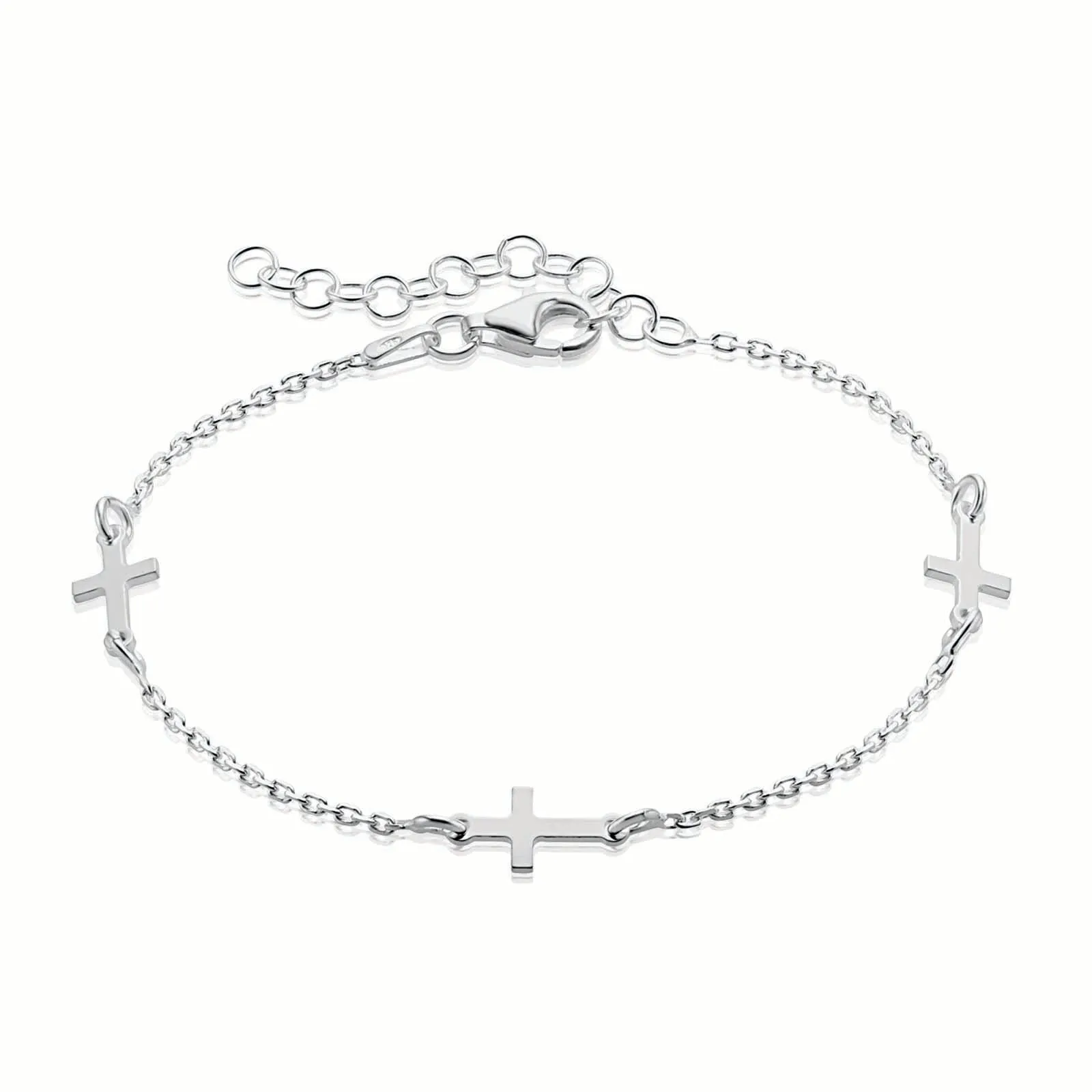 Sterling Silver  16-19cm Cross Bracelet