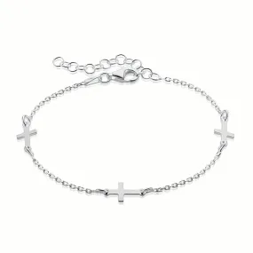 Sterling Silver  16-19cm Cross Bracelet