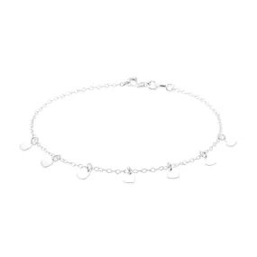 Sterling Silver  19 cm Heart Drop Bracelet