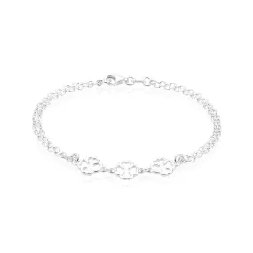 Sterling Silver 19cm Clover Bracelet