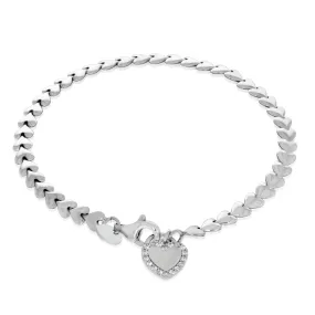 Sterling Silver 19cm Heart  Padlock Bracelet