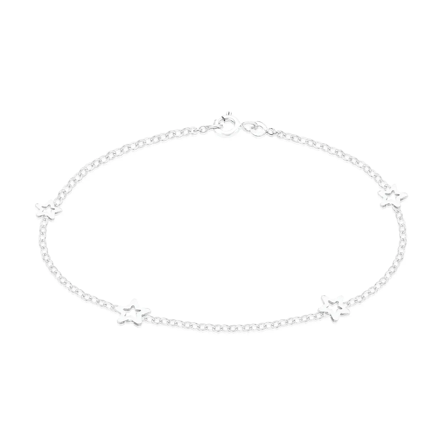 Sterling Silver 19cm with Cutout Star Bracelet