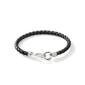 Sterling Silver and Leather Hook Clasp Bracelet