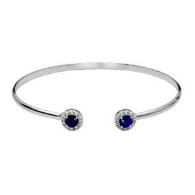 Sterling Silver Blue Corundum White Topaz Cuff Bracelet