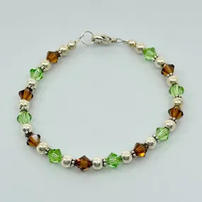 sterling silver crystal bead bracelet