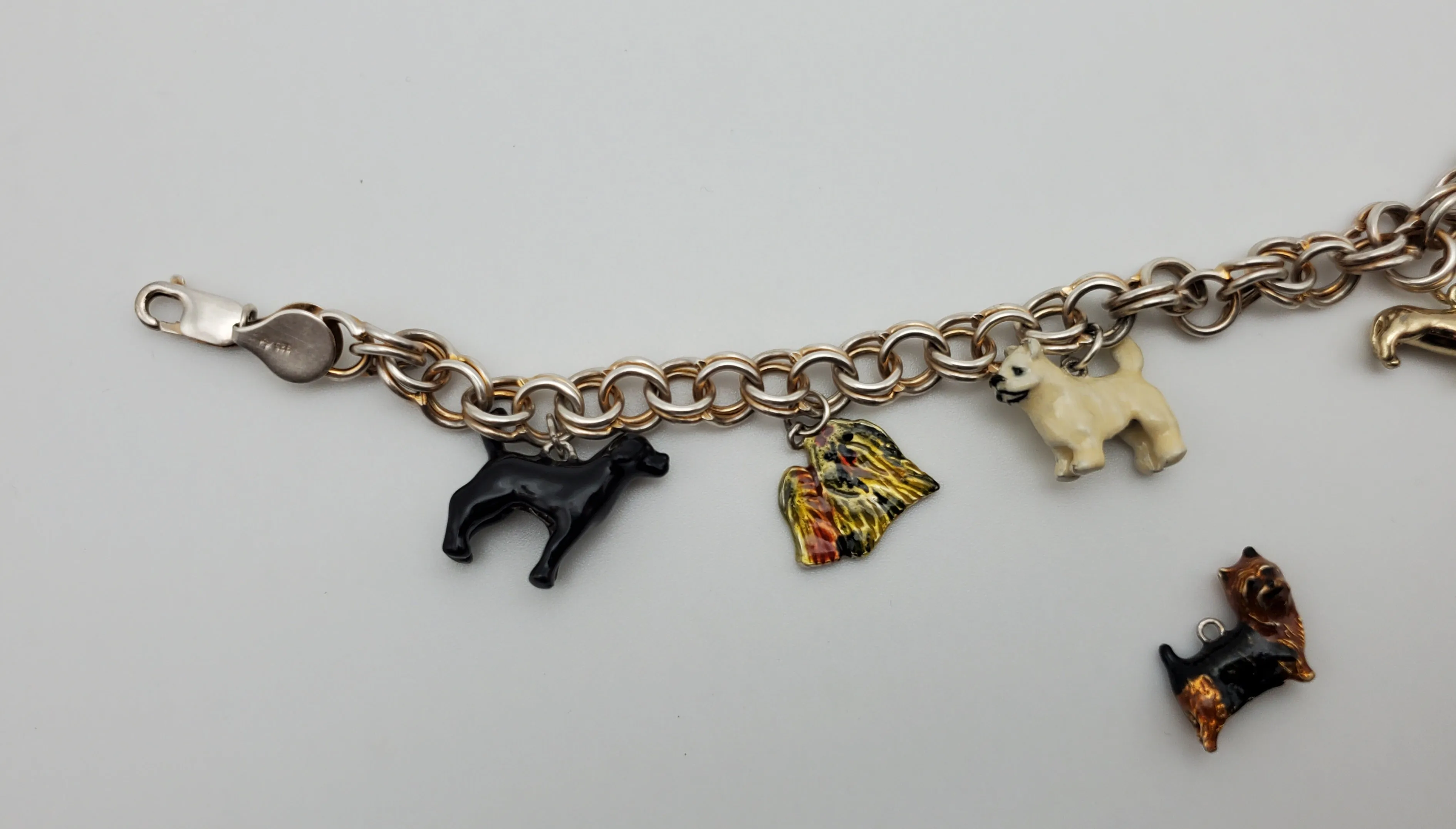 Sterling Silver Dog Charm Bracelet - 7"