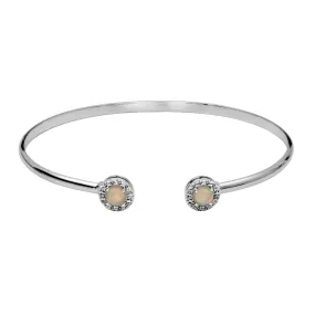 Sterling Silver Ethiopian Opal & White Topaz "Dazzle" Cuff Bracelet