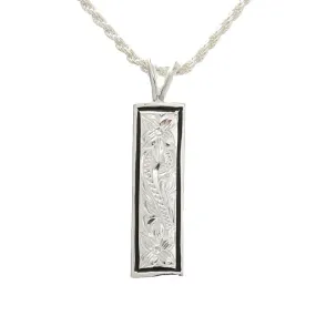 Sterling Silver Hawaiian Scroll Black Border Vertical Pendant 8mm (Chain Sold Separately)