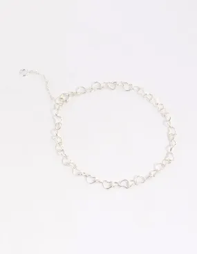 Sterling Silver Linked Heart Bracelet