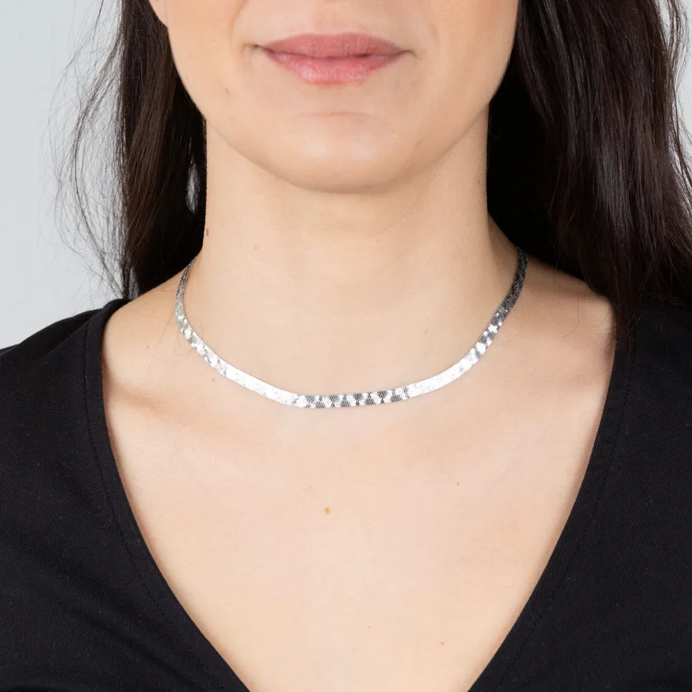 Sterling Silver Patterned 40cm Choker Chain