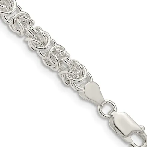 Sterling Silver Rounded Byzantine Chain Bracelet