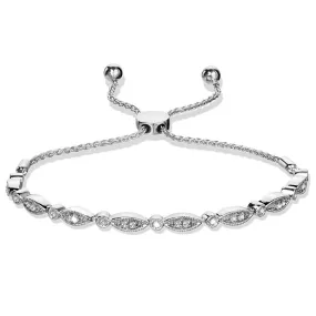 STERLING SILVER VINTAGE DIAMOND BOLO BRACELET