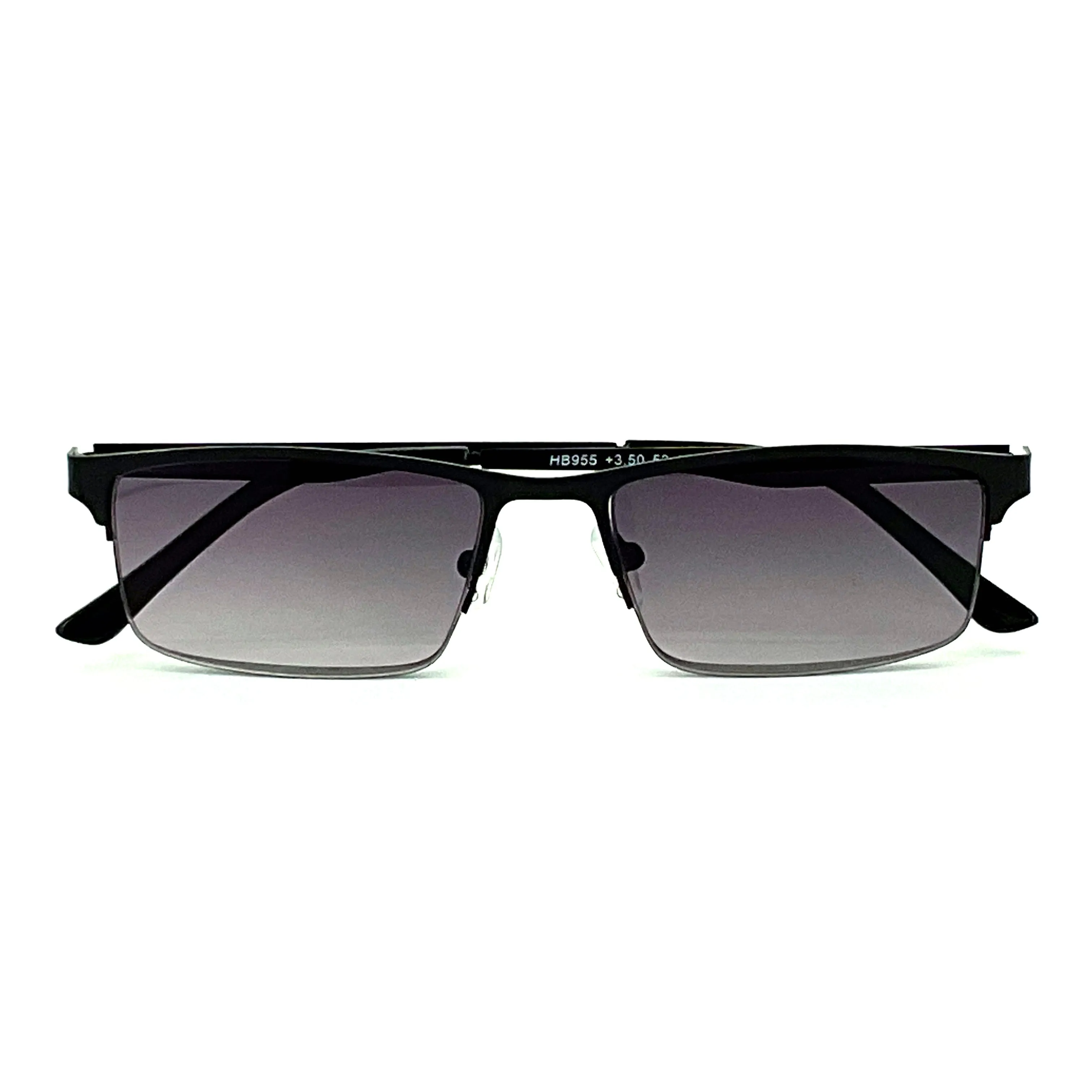 The Boss Fully Magnified Sunglass Rectangular Metal Half Frame Reader.