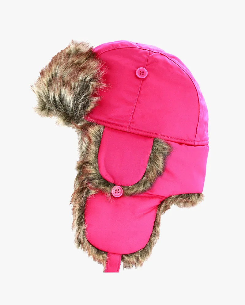 The Hat Depot Kids - Plain Faux Fur Aviator Trapper