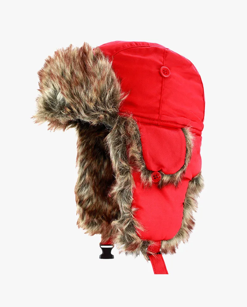 The Hat Depot Kids - Plain Faux Fur Aviator Trapper