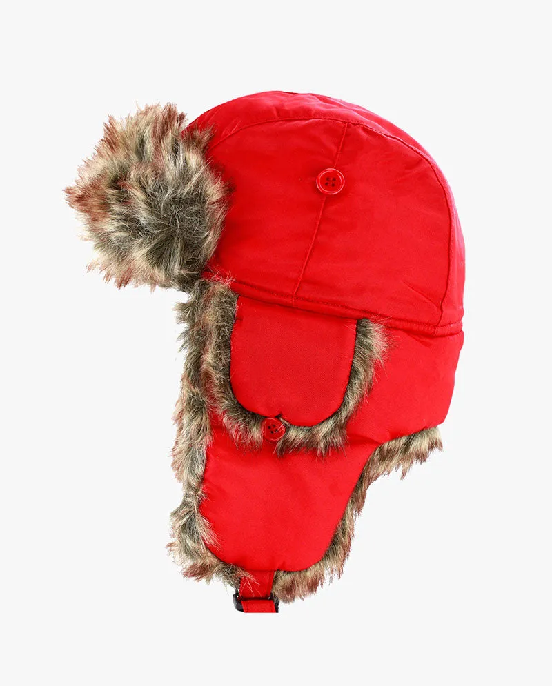 The Hat Depot Kids - Plain Faux Fur Aviator Trapper