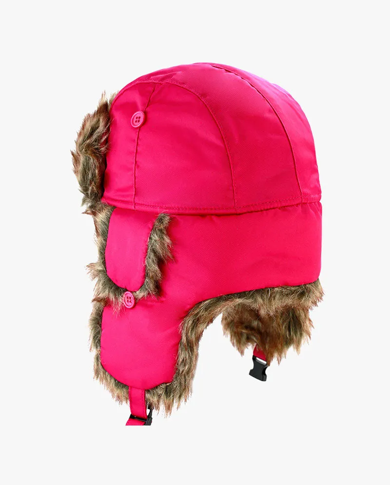 The Hat Depot Kids - Plain Faux Fur Aviator Trapper