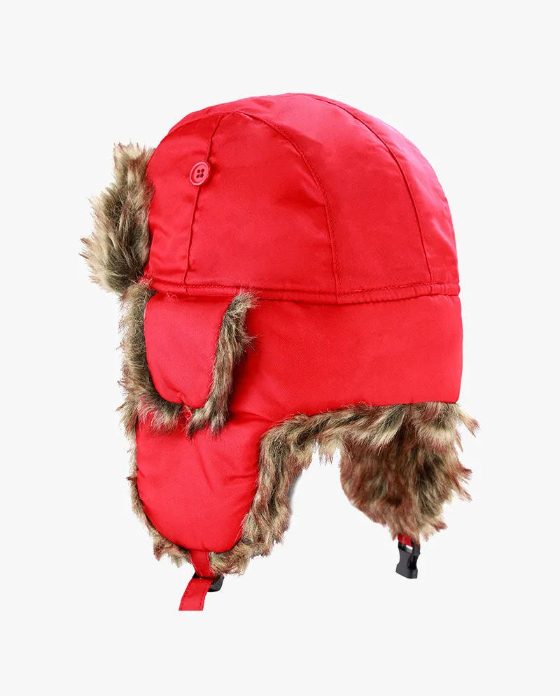 The Hat Depot Kids - Plain Faux Fur Aviator Trapper