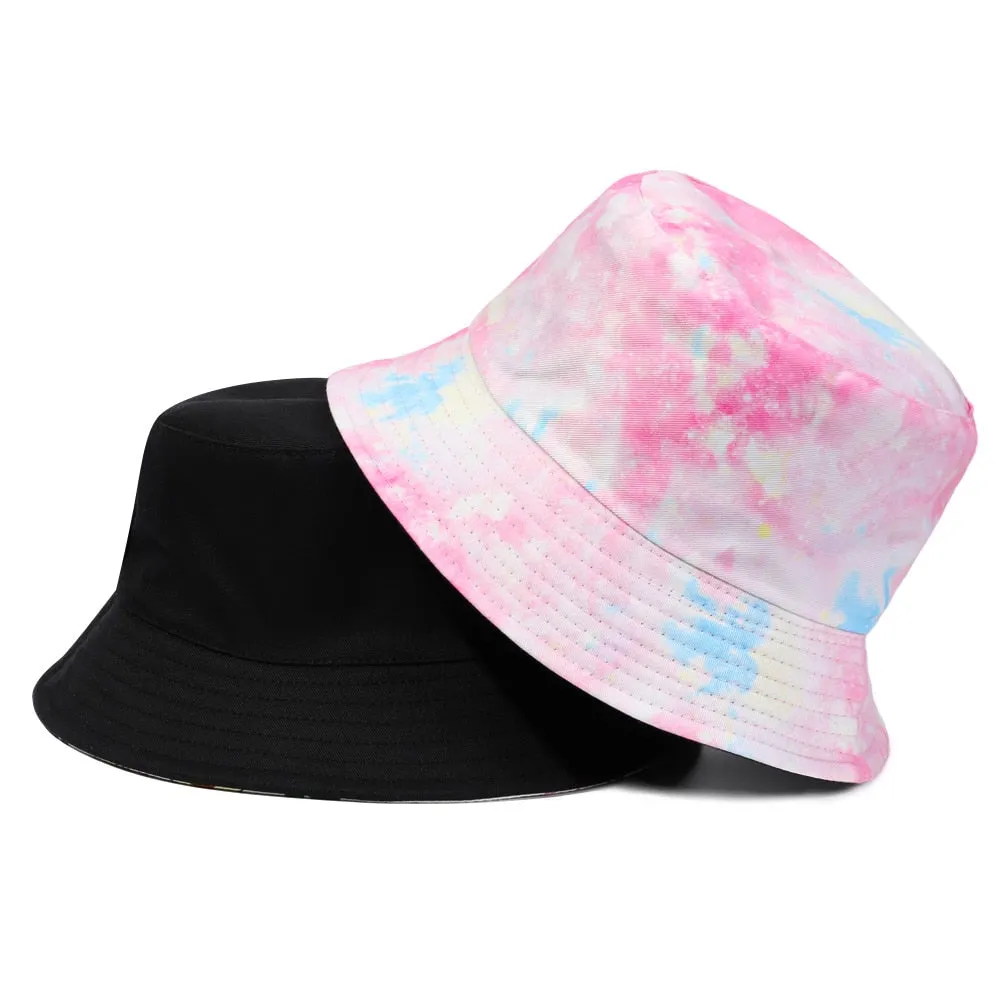 Tie-dyed fisherman hat double-sided double-sided hat avocado zebra cow print foldable outdoor sun hat fisherman hat