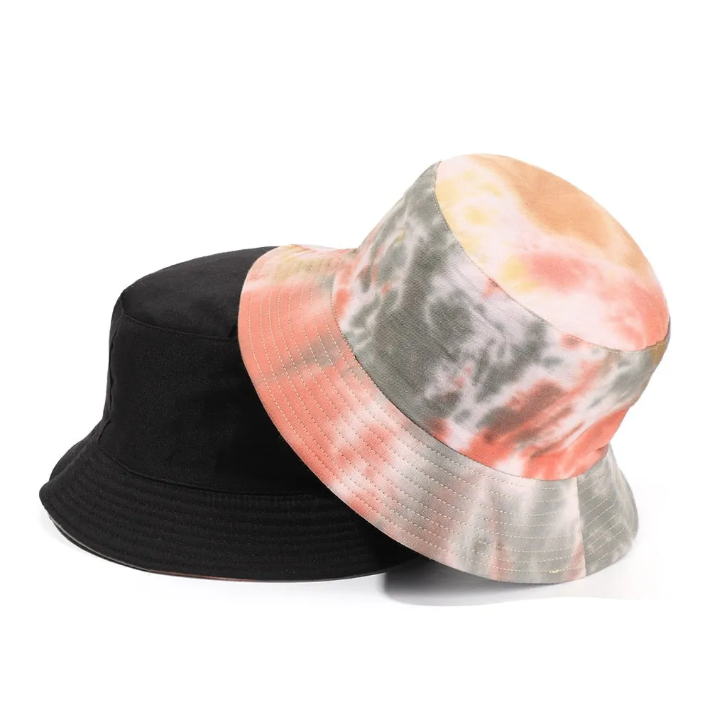 Tie-dyed fisherman hat double-sided double-sided hat avocado zebra cow print foldable outdoor sun hat fisherman hat