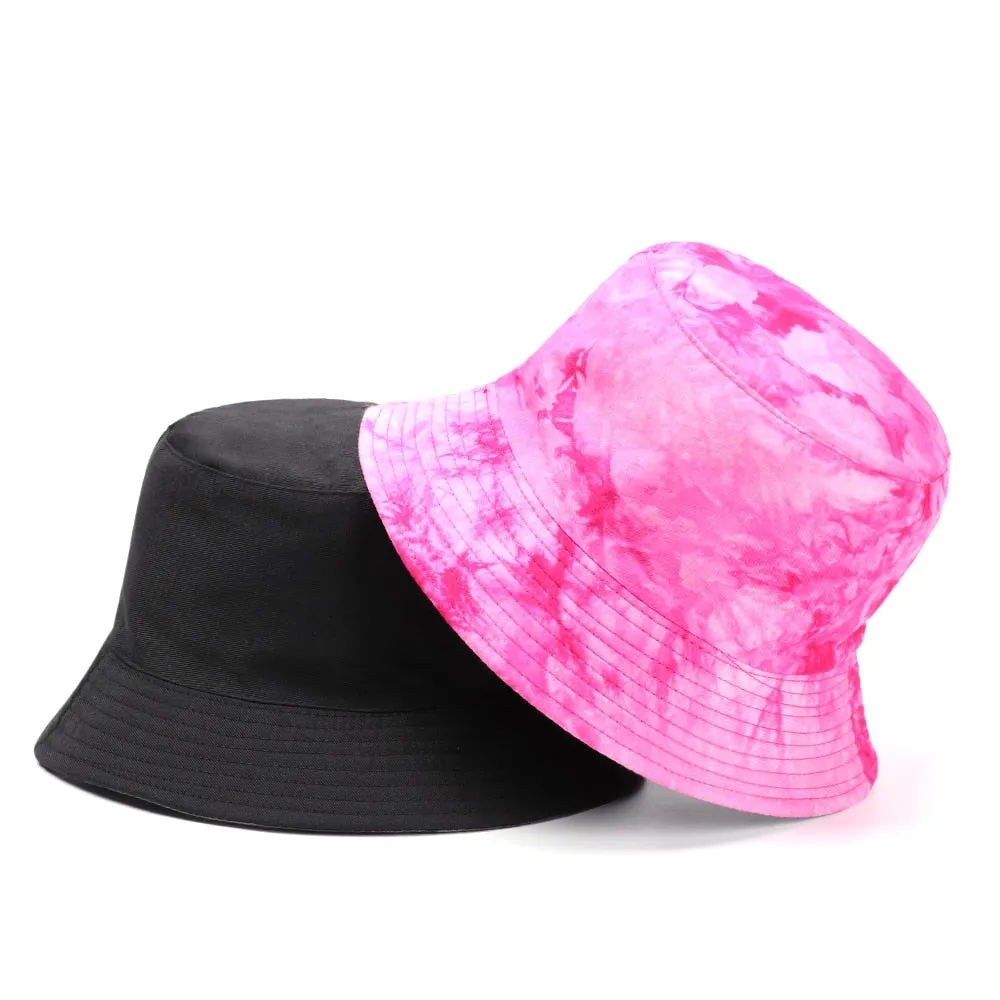 Tie-dyed fisherman hat double-sided double-sided hat avocado zebra cow print foldable outdoor sun hat fisherman hat