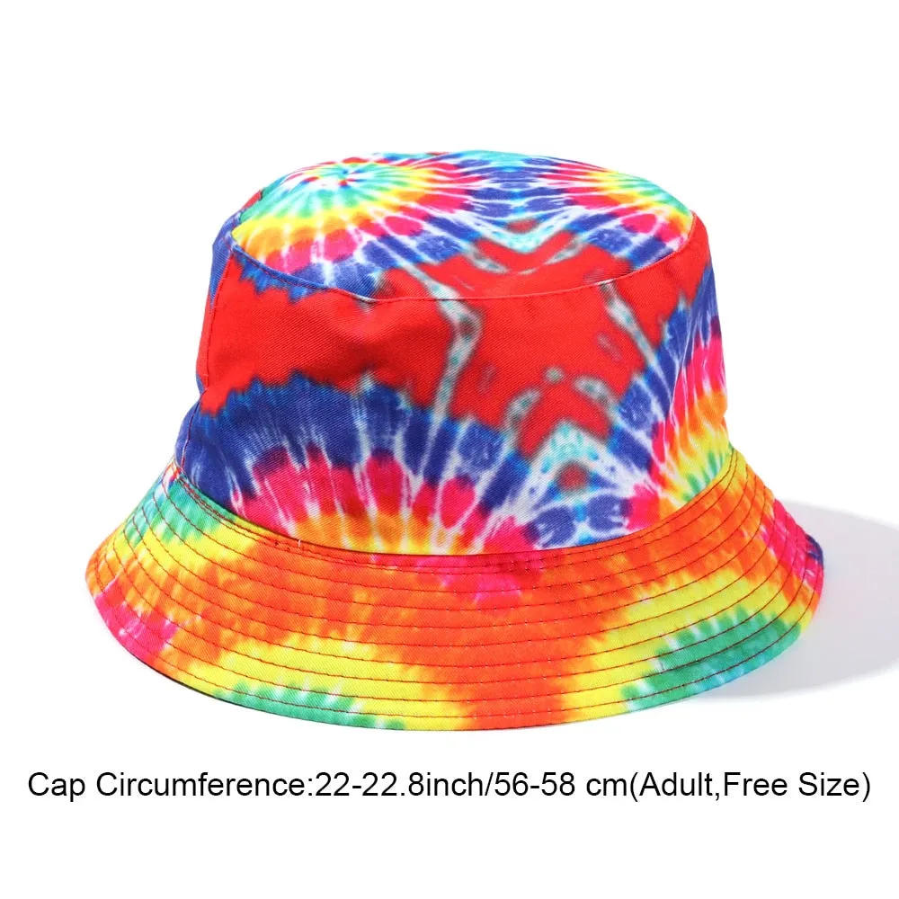 Tie-dyed fisherman hat double-sided double-sided hat avocado zebra cow print foldable outdoor sun hat fisherman hat