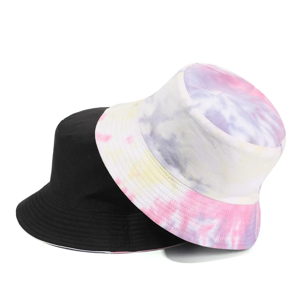 Tie-dyed fisherman hat double-sided double-sided hat avocado zebra cow print foldable outdoor sun hat fisherman hat