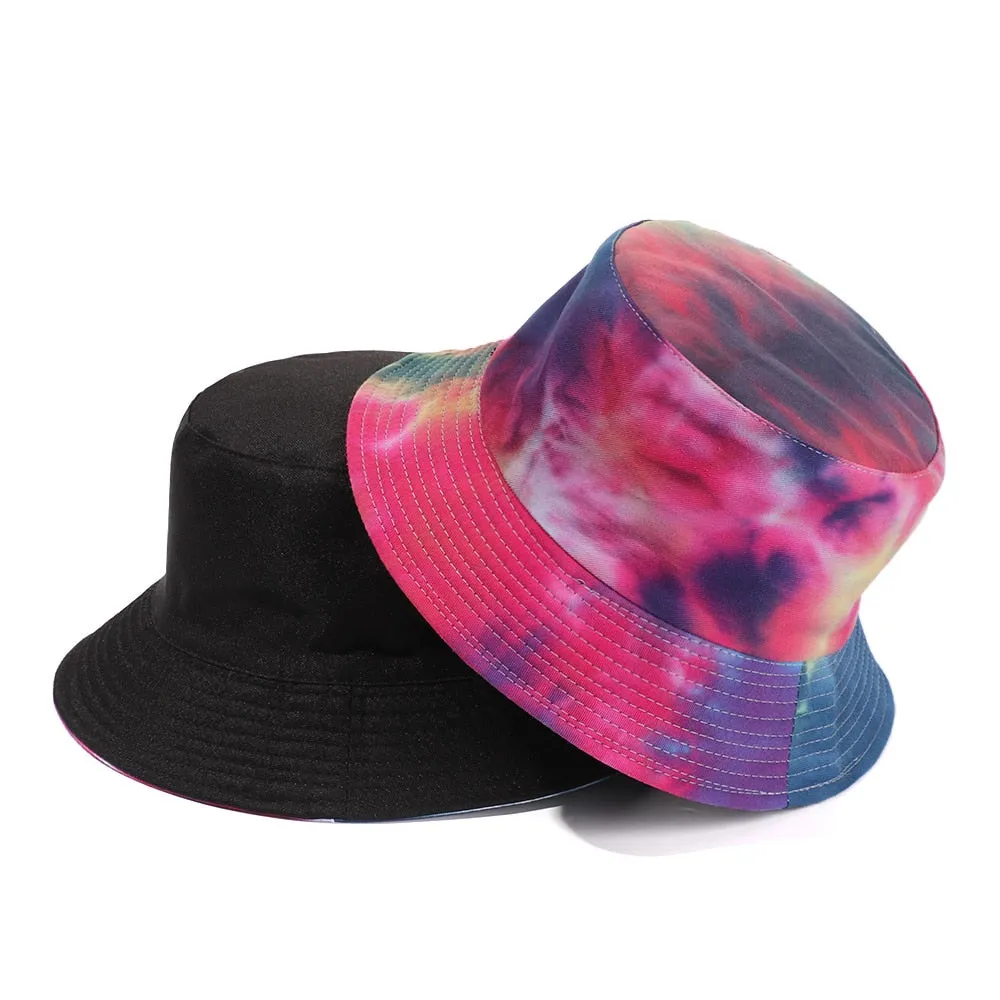 Tie-dyed fisherman hat double-sided double-sided hat avocado zebra cow print foldable outdoor sun hat fisherman hat