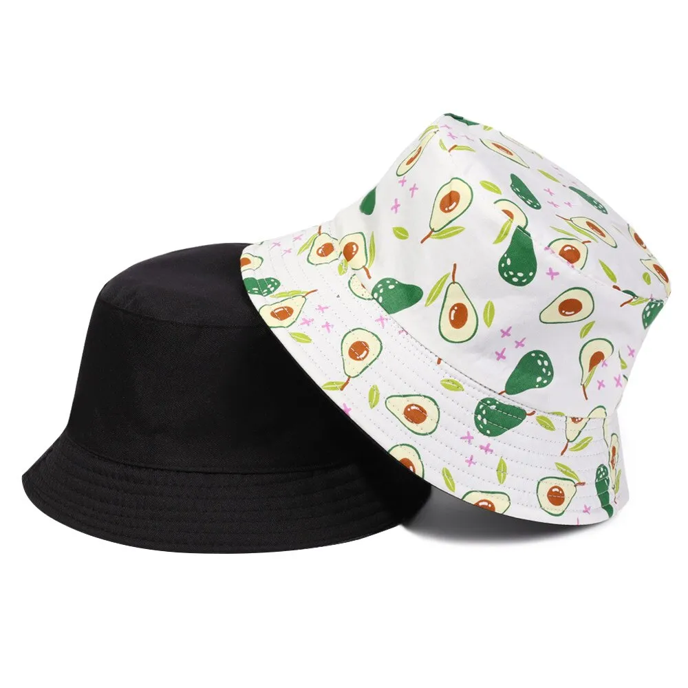 Tie-dyed fisherman hat double-sided double-sided hat avocado zebra cow print foldable outdoor sun hat fisherman hat