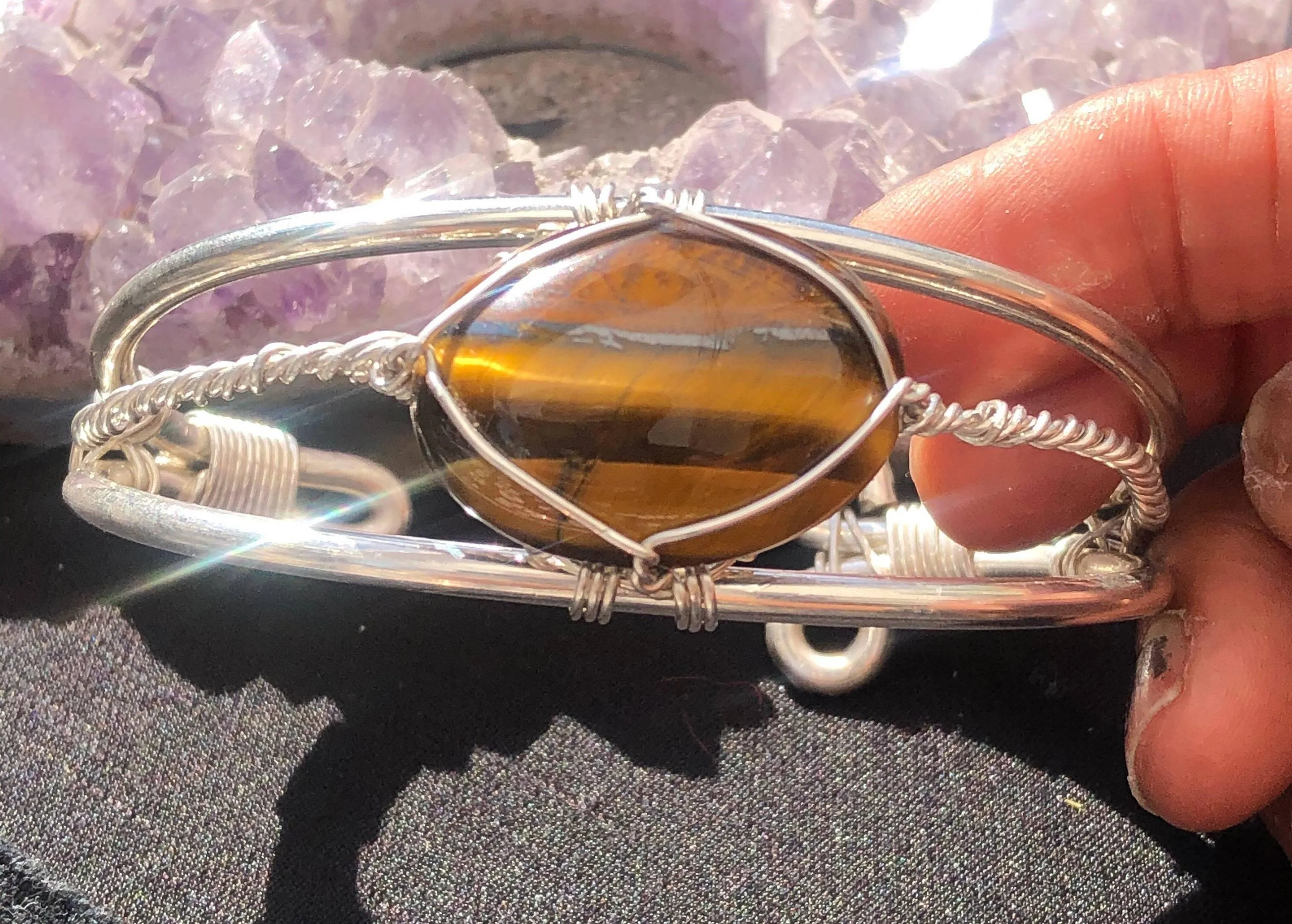 Tigers Eye Sterling Silver Wirewrapped Bracelet