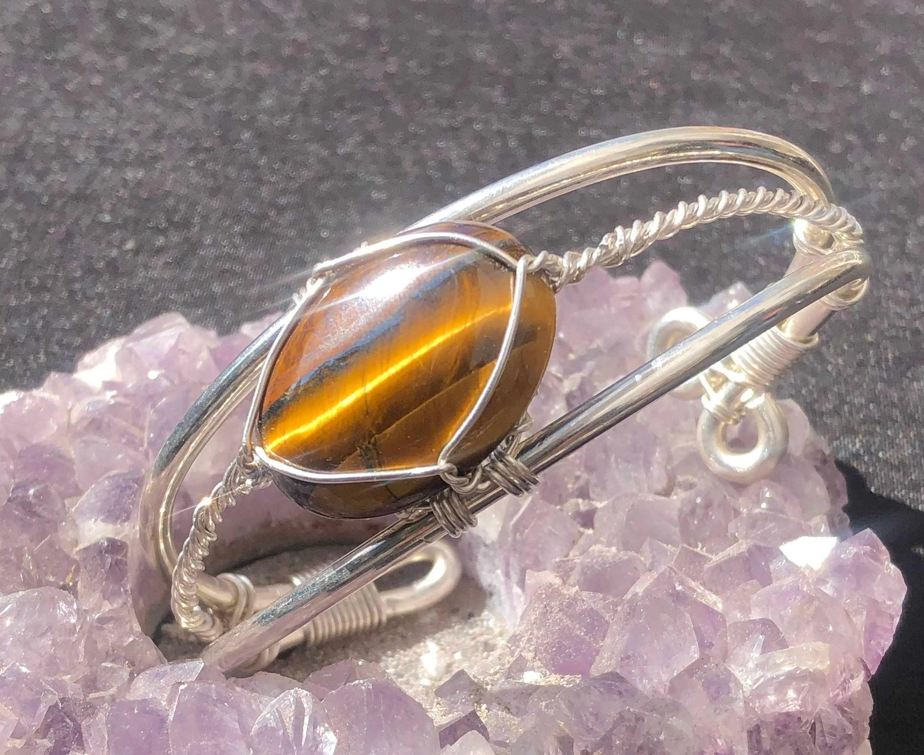 Tigers Eye Sterling Silver Wirewrapped Bracelet