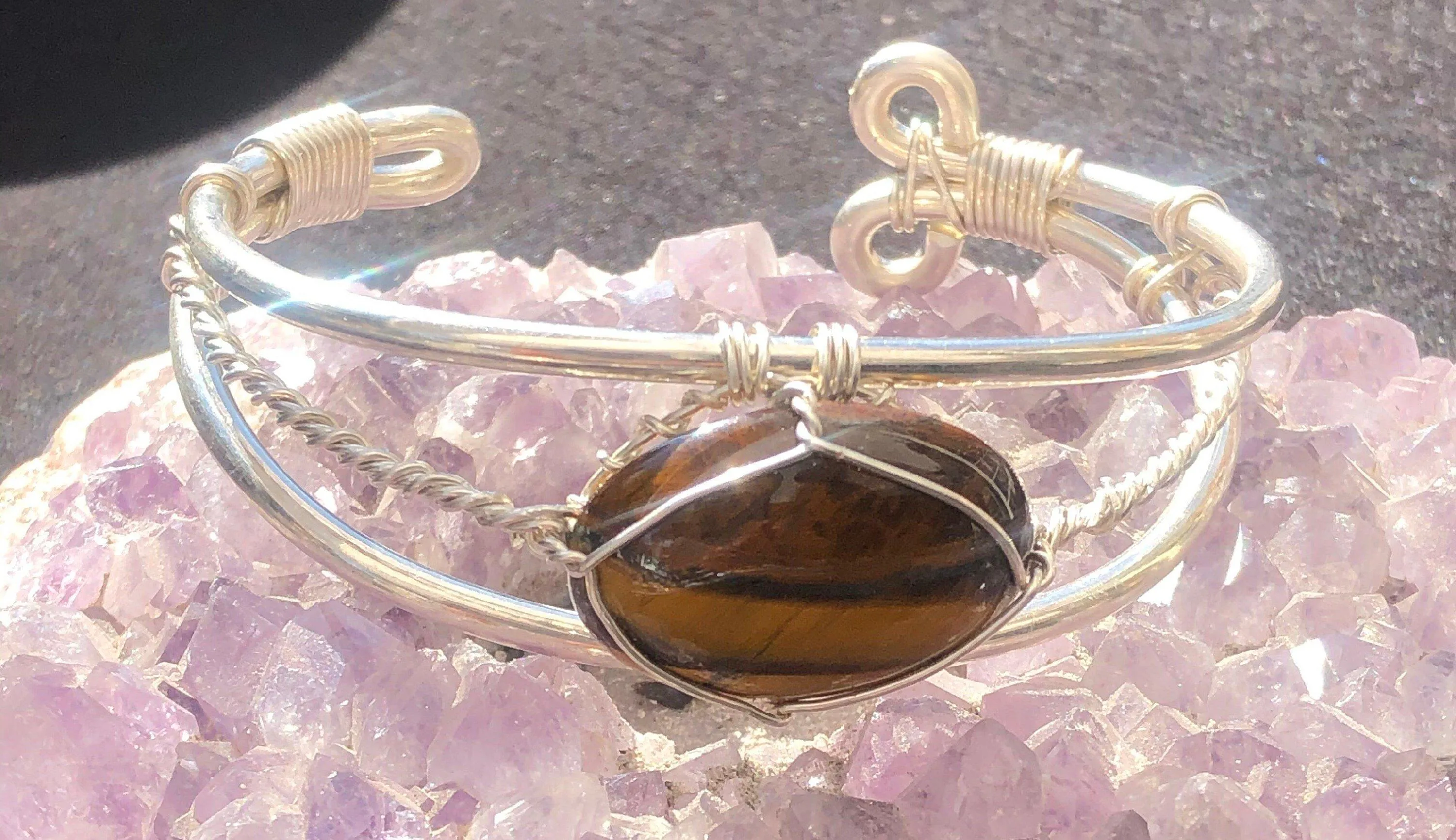 Tigers Eye Sterling Silver Wirewrapped Bracelet