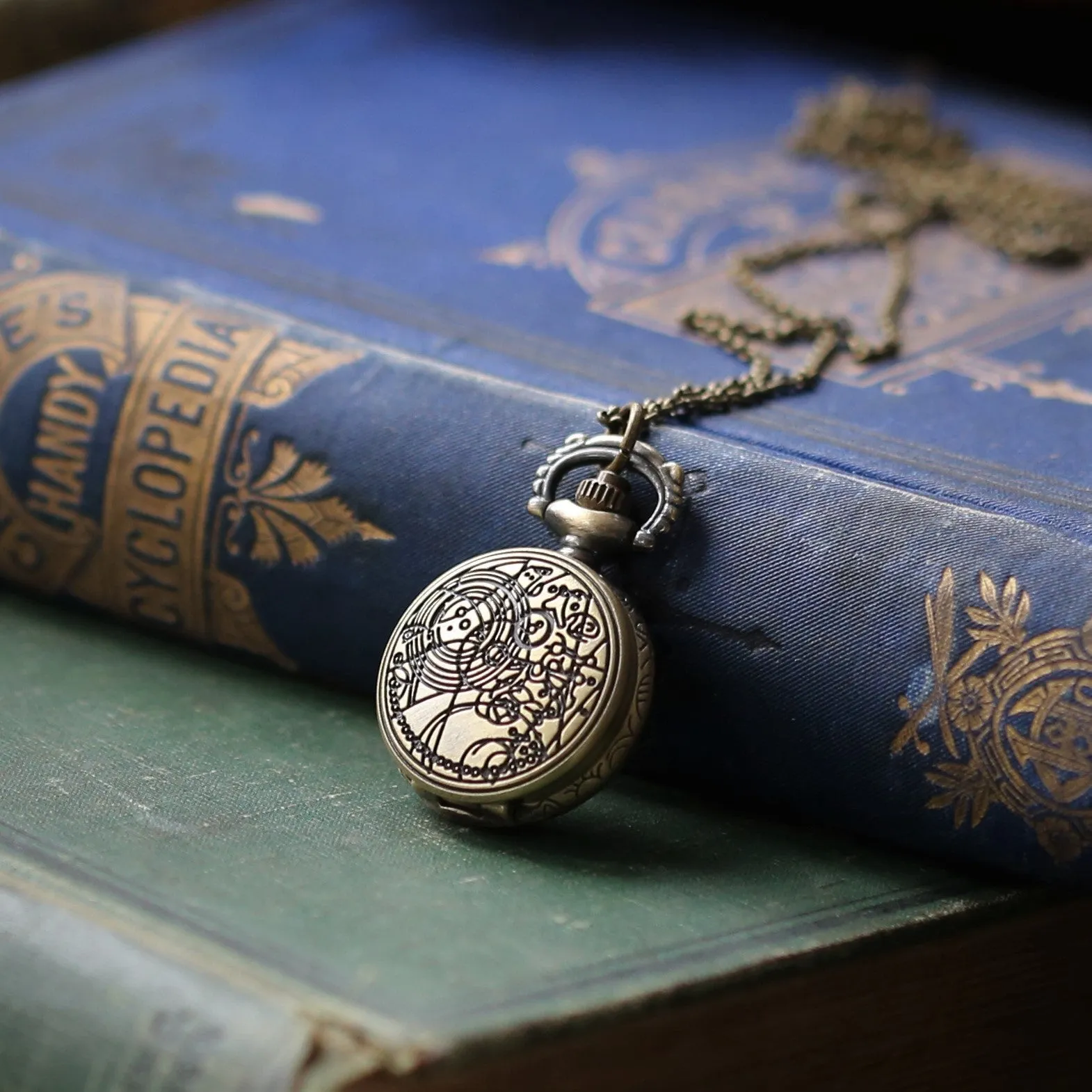 Time Lord Watch Necklace in Antique Brass Finish - Choose Ship, Clock Face, Zodiac or Time Lord