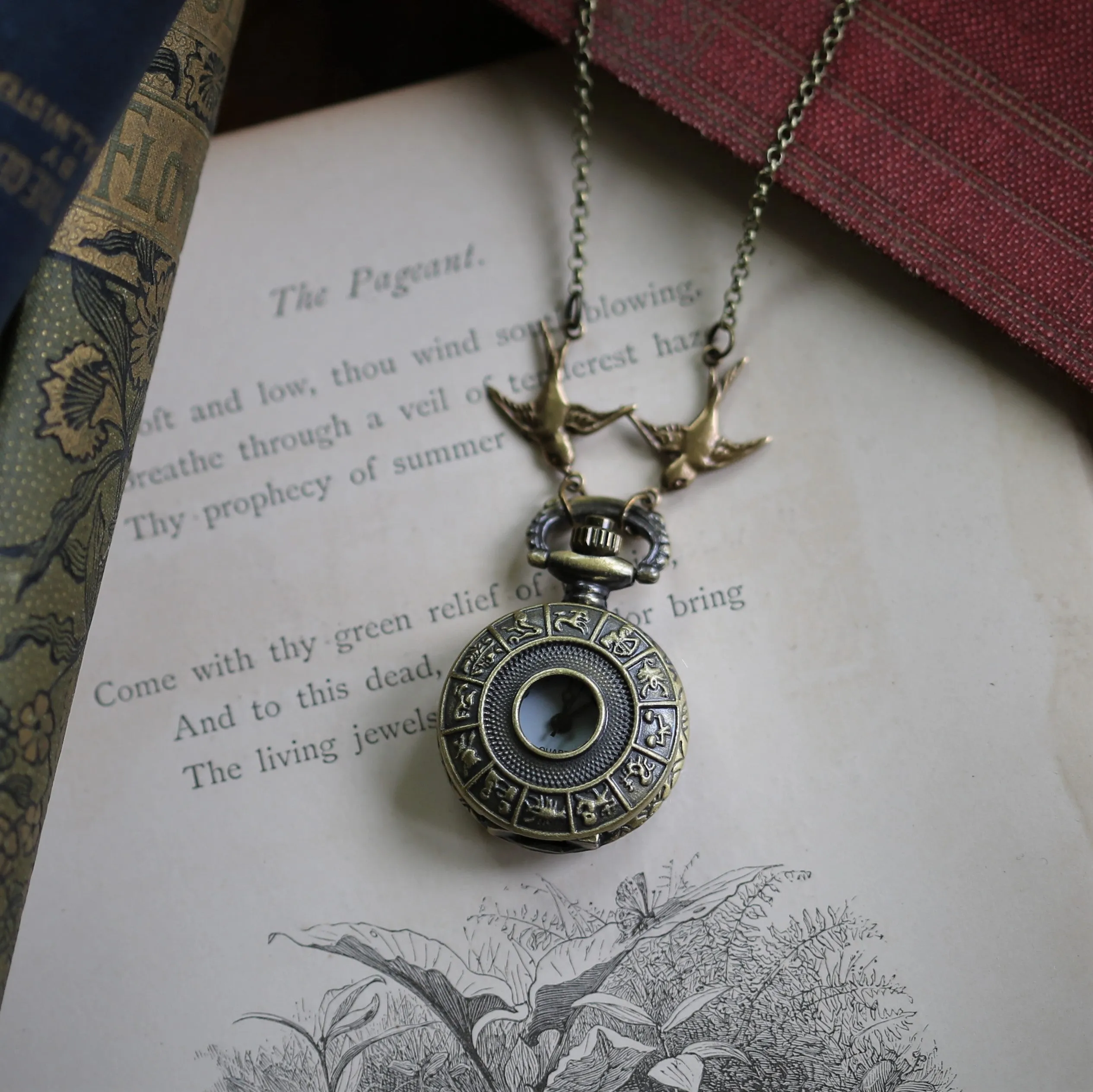 Time Lord Watch Necklace in Antique Brass Finish - Choose Ship, Clock Face, Zodiac or Time Lord