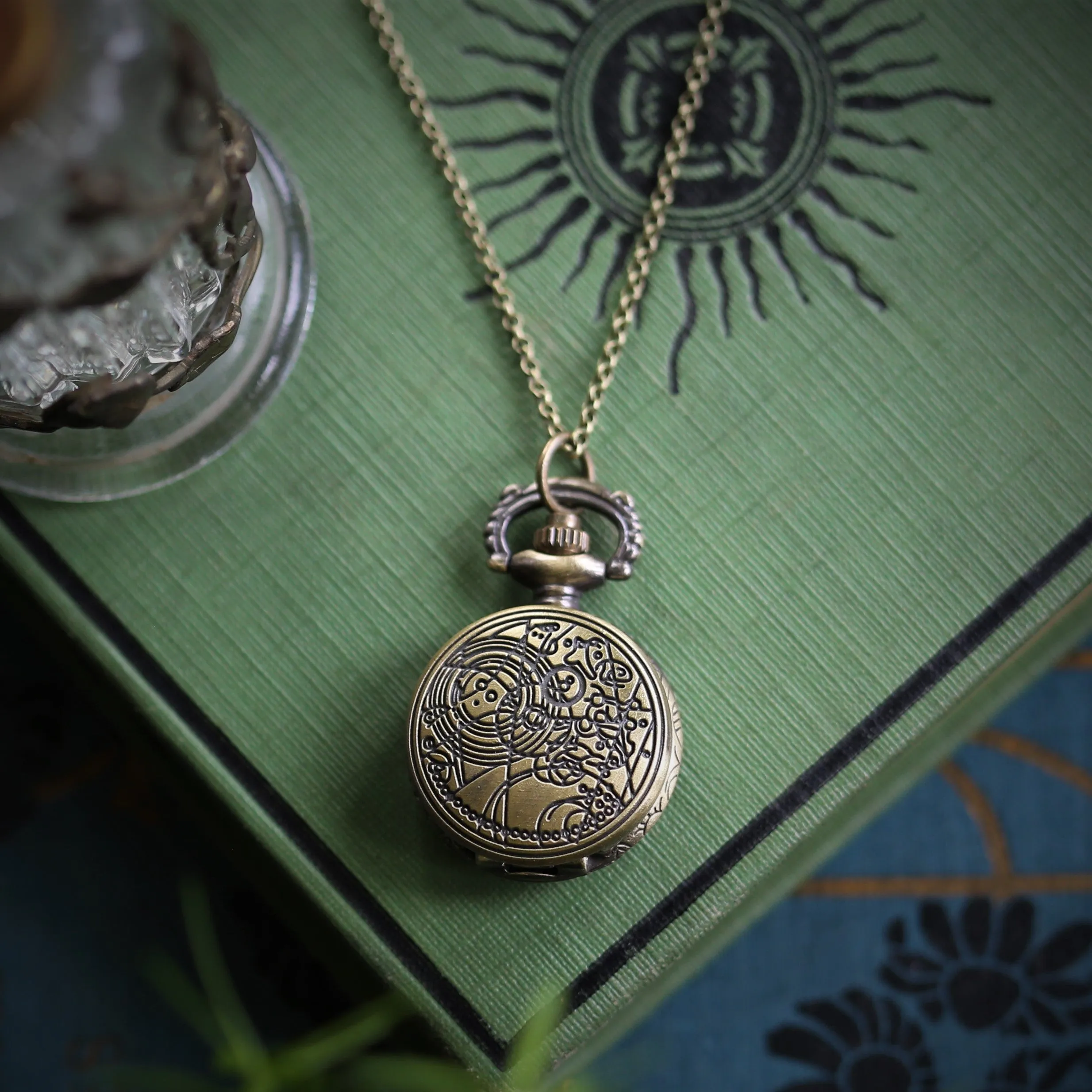 Time Lord Watch Necklace in Antique Brass Finish - Choose Ship, Clock Face, Zodiac or Time Lord