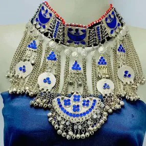 Traditional Boho Kuchi Blue Choker Necklace