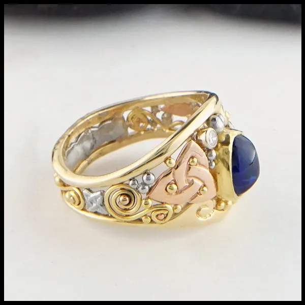 Trinity Knot Sapphire Cabochon Ring