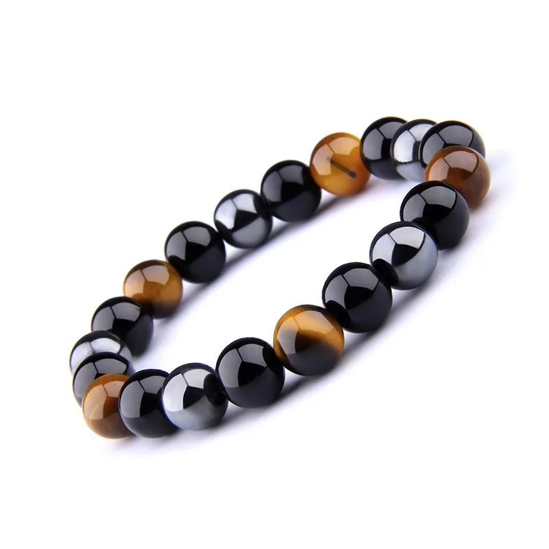 Triple Protection Bracelet - Tiger’s Eye, Obsidian, Hematite