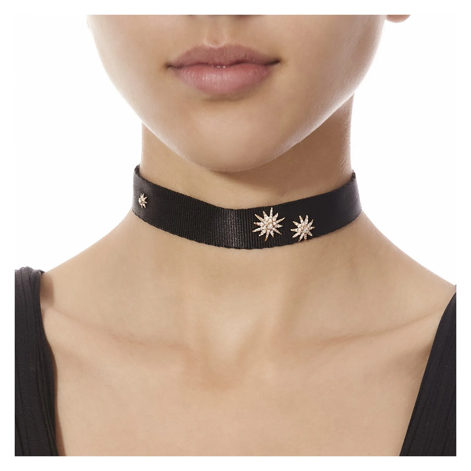 TRIPLE STARBURST CHOKER IN ROSE GOLD