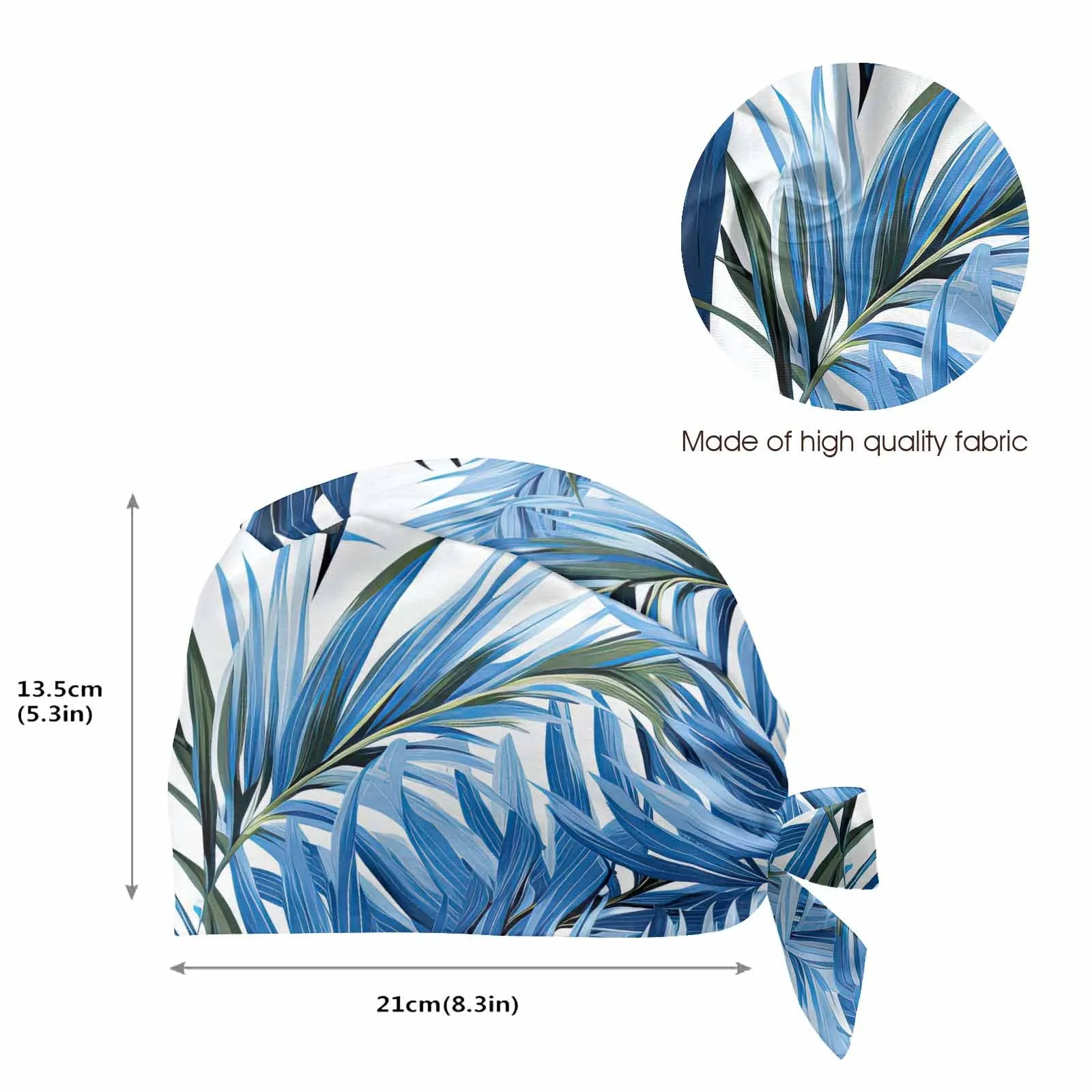 Tropical Palm Leaves Blue  Scrub Cap