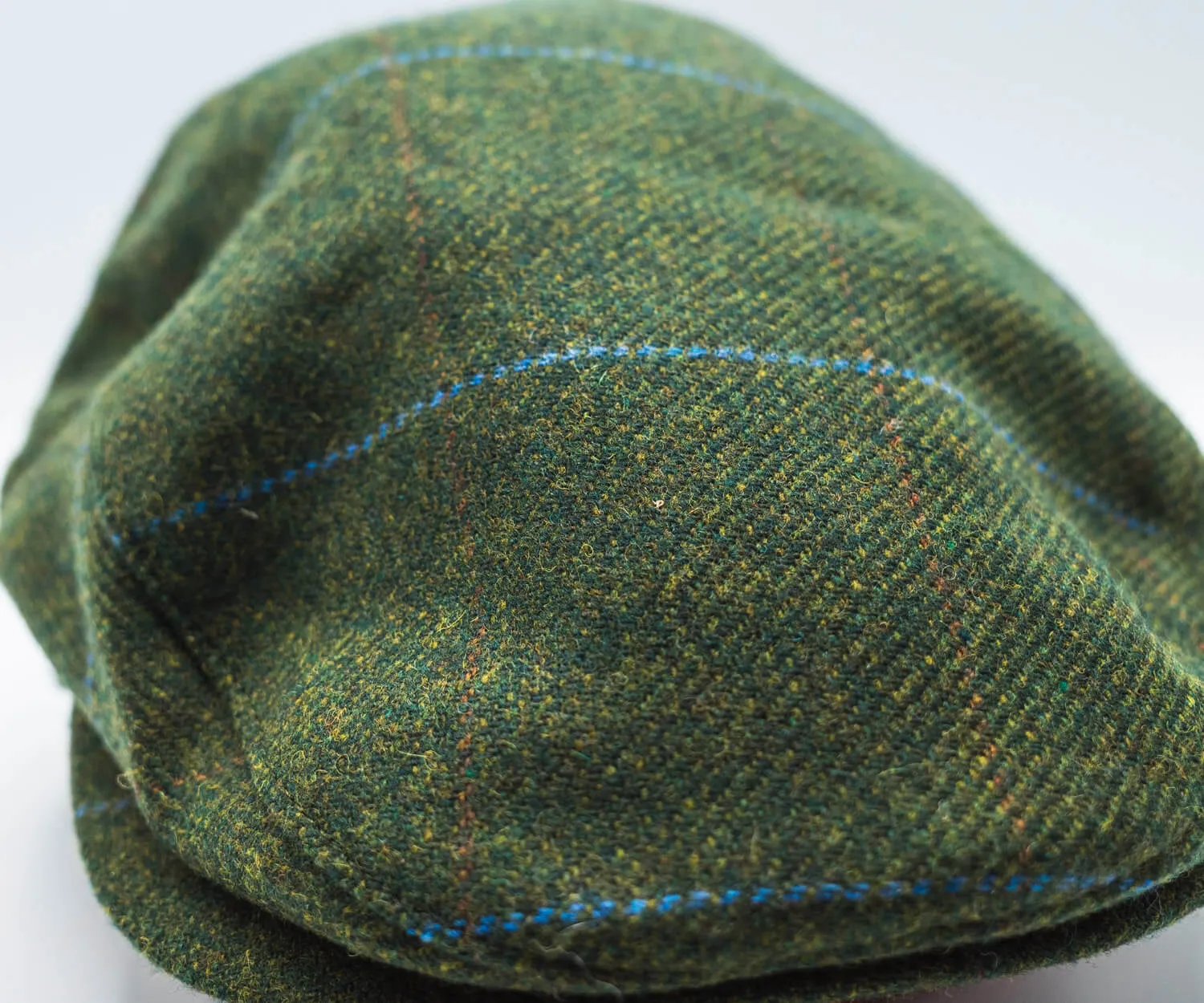 Tweed Check Driving Cap - Cactus Green